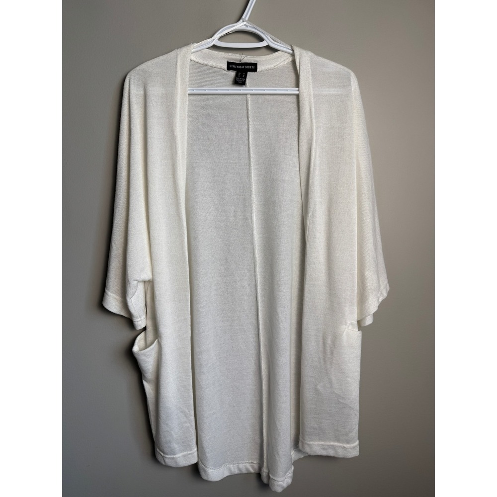 Streetwear Society Womens Ivory Cream Open Front Cardigan M Minimalist Layering